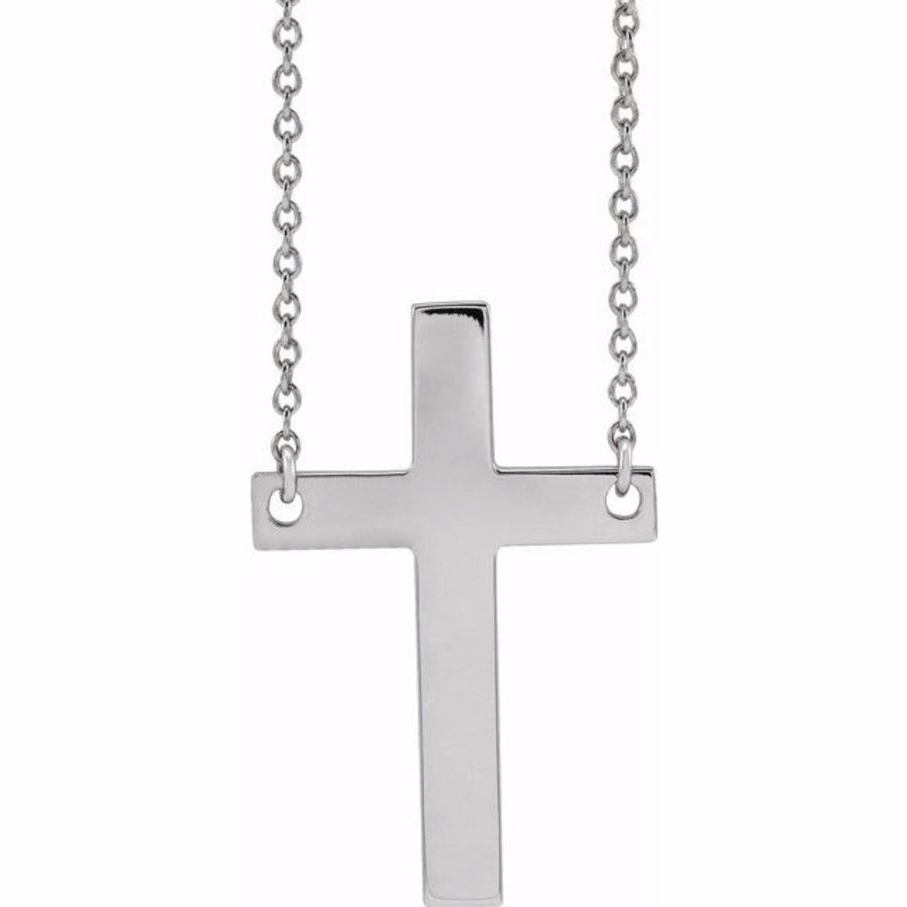 Sterling Silver Cross 18" Necklace - Picture 2 of 3